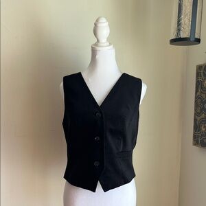 LOFT Black Tailored Button Vest